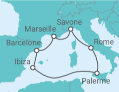 Itinéraire -  Espagne, Italie - Costa Croisières