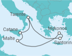Itinéraire -  De la pizzica au sirtaki - Départ Tarente - Costa Croisières