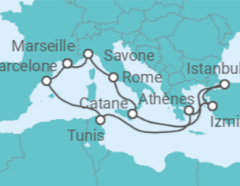 Itinéraire -  Italie, Turquie, Grèce, Tunisie, Espagne, France - Costa Croisières