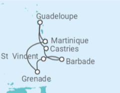 Itinéraire -  Sainte Lucie, Barbade, Martinique - MSC Croisières