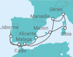 Itinéraire -  Espagne, Portugal, Italie, France - MSC Croisières