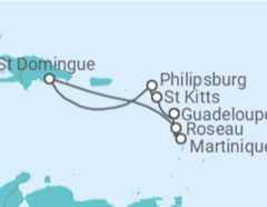 Itinéraire - San Cristobal y Nieves, Saint Martin, République Dominicaine, Martinique - Boissons incluses - Costa Croisières Itinéraire - San Cristobal y Nieves, Saint Martin, République Dominicaine, Martinique - Boissons incluses - Costa Croisières