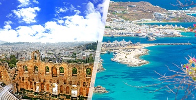 Athènes et Mykonos en avion, avec transfers et voiture de location Athènes et Mykonos en avion, avec transfers et voiture de location