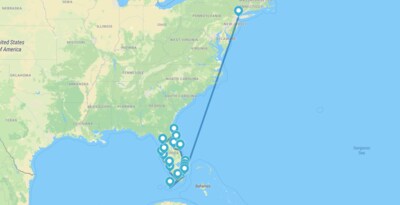 New York et Route le long de la Côte de la Floride et Orlando