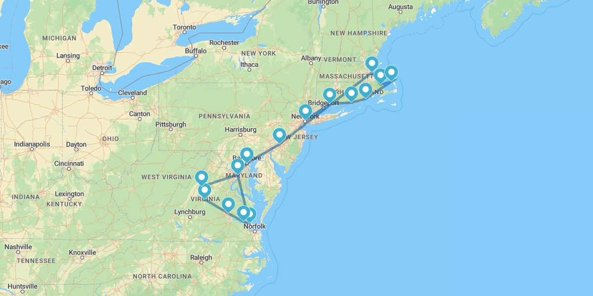 Route à travers les premières colonies