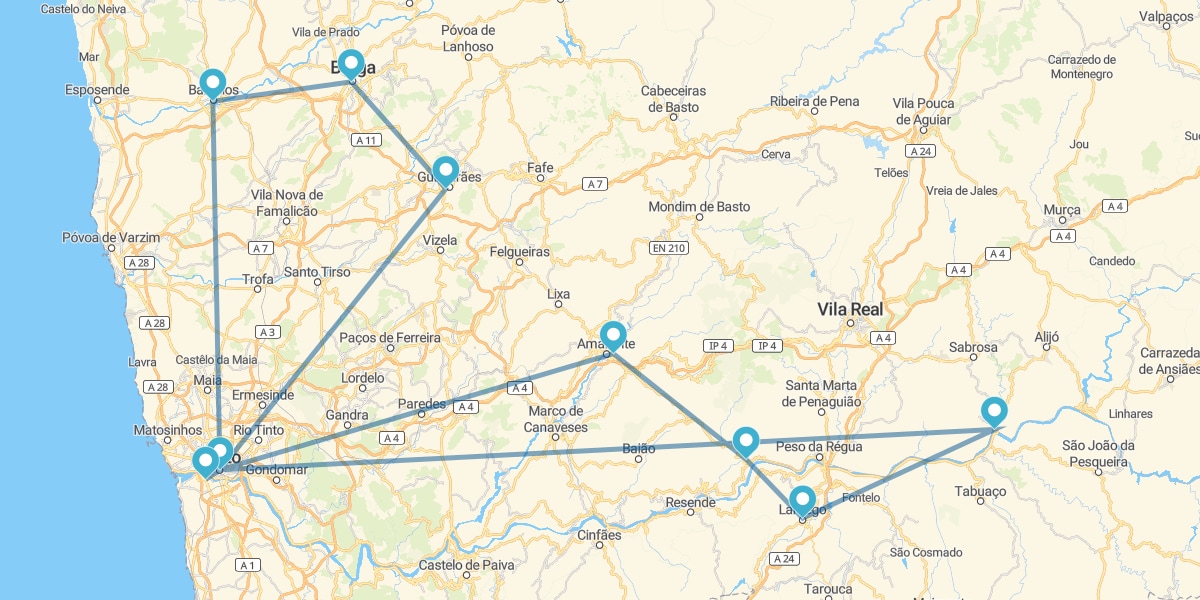 Route par la Région de Minho et la Vallée du Douro