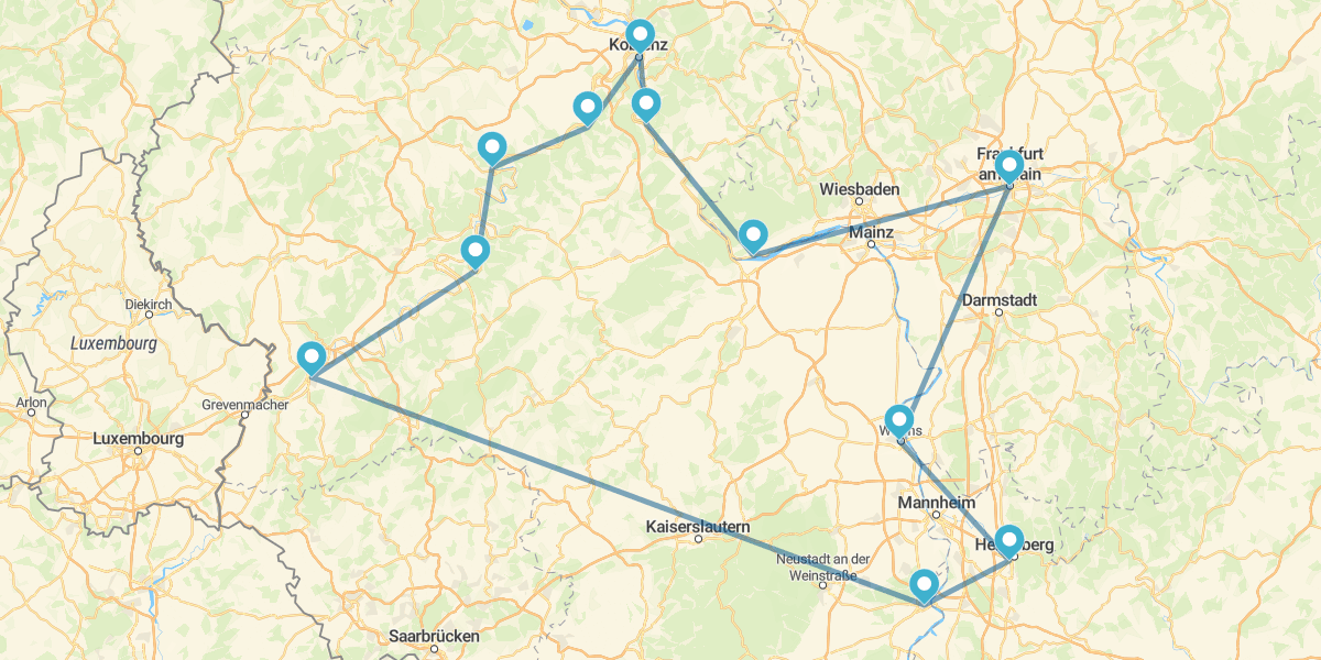 Route dans les Châteaux de la Vallée du Rhin et de la Moselle