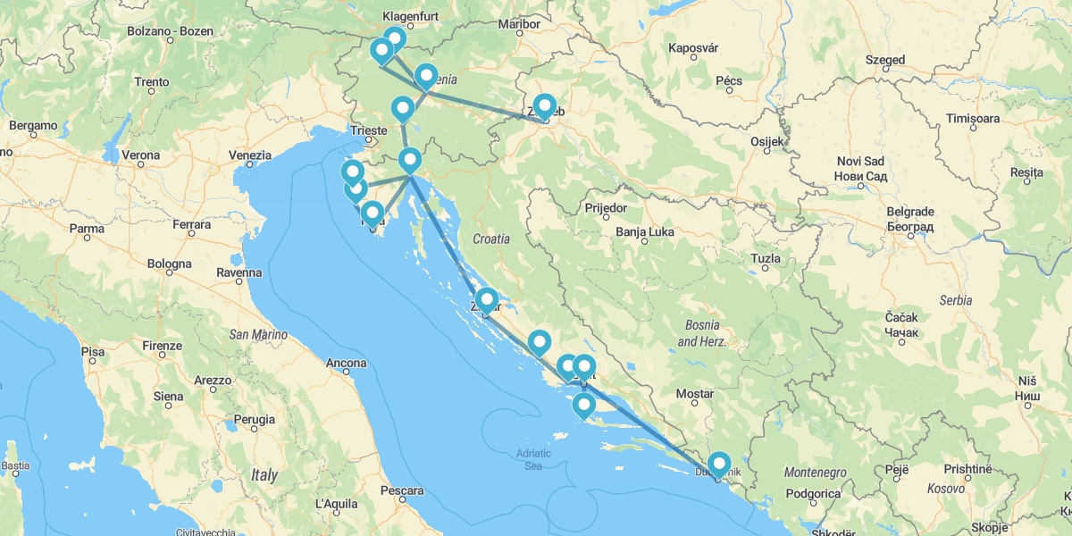 Route le long de la Côte Adriatique Slovène-Croate