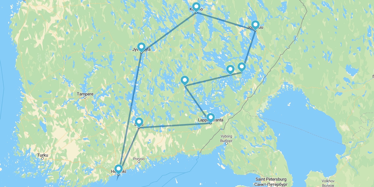 Route des Lacs Bleus du Sud-Est de la Finlande