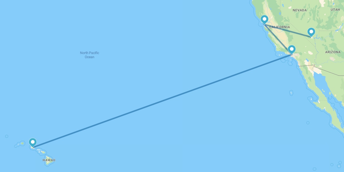 Las Vegas, San Francisco, Los Angeles et Honolulu (O'ahu)