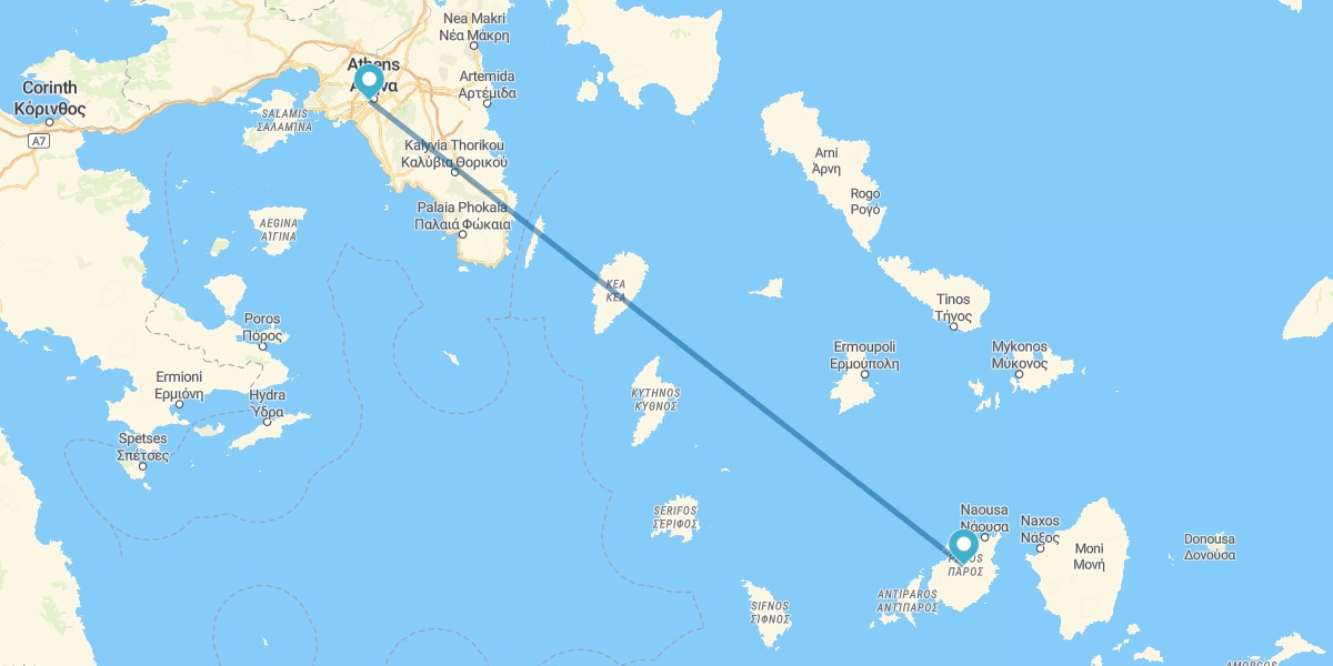 Athènes et Paros en avion