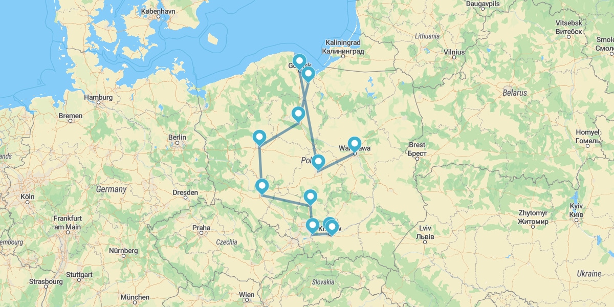 Route Polska, de Varsovie à Cracovie