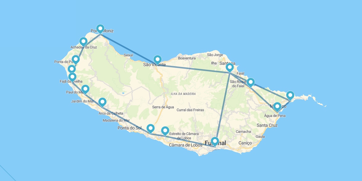 Route le long de la Région Nord, Porto Moniz et Funchal