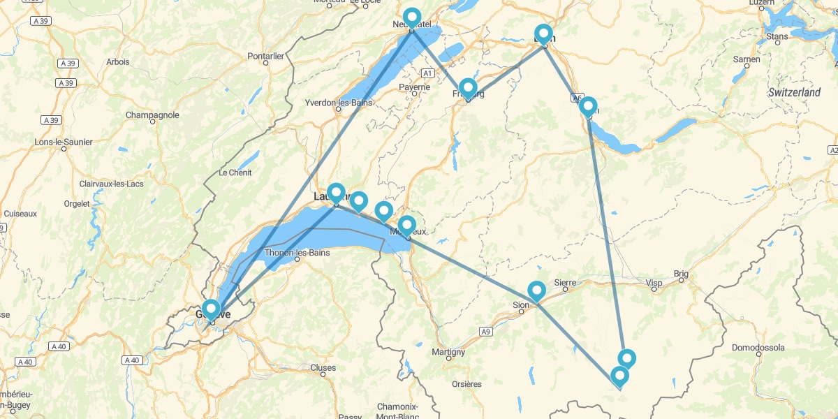 Route dans le Sud-ouest de la Suisse