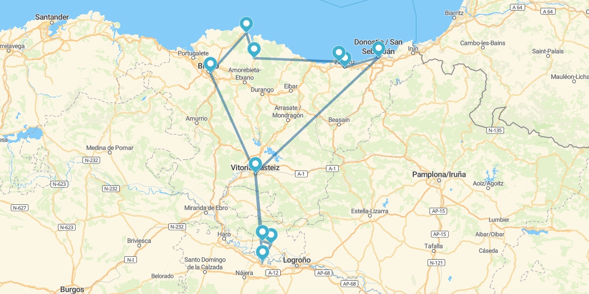 Route à travers le Pays Basque et la Rioja Alavaise -Vin, Gastronomie et Paysages