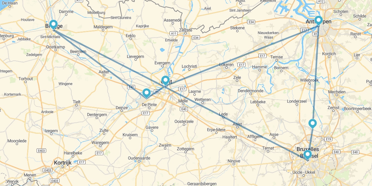 Route par la Région Flamande