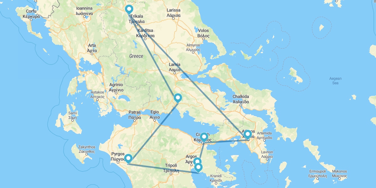 Route par le Péloponnèse et Météores