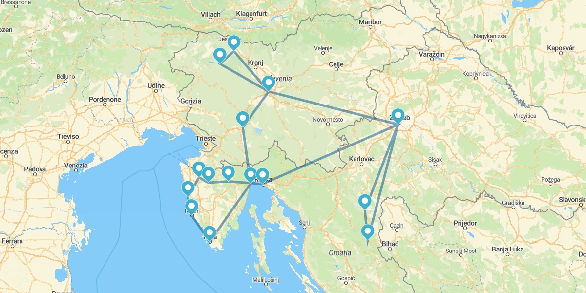 Route à travers la Slovénie, dans la Péninsule d'Istrie et la Baie de Kvarner