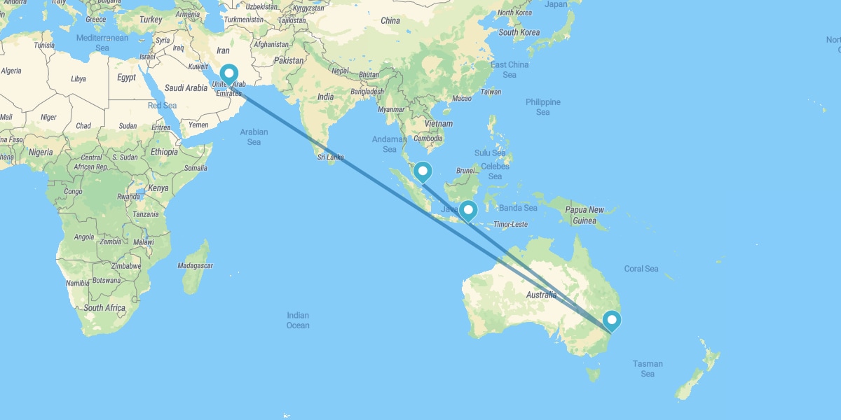 Dubaï, Sydney, Bali et Singapour