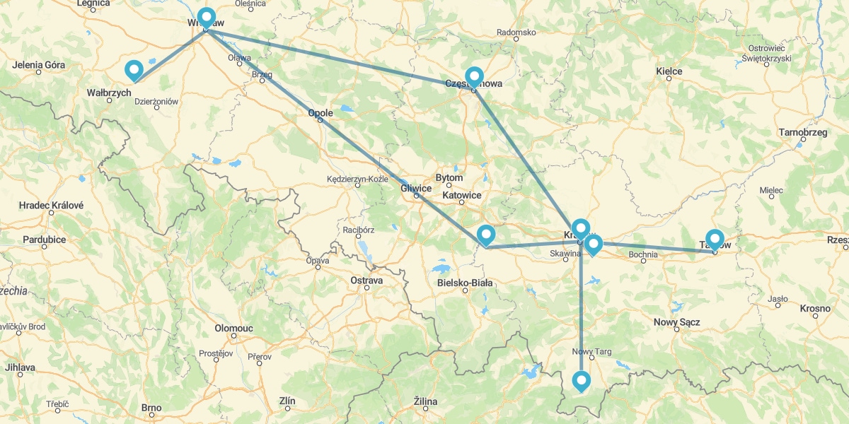 Route par le Sud de la Pologne