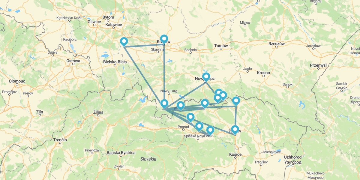 Route par le Sud de la Pologne avec le Parc National des Tatras