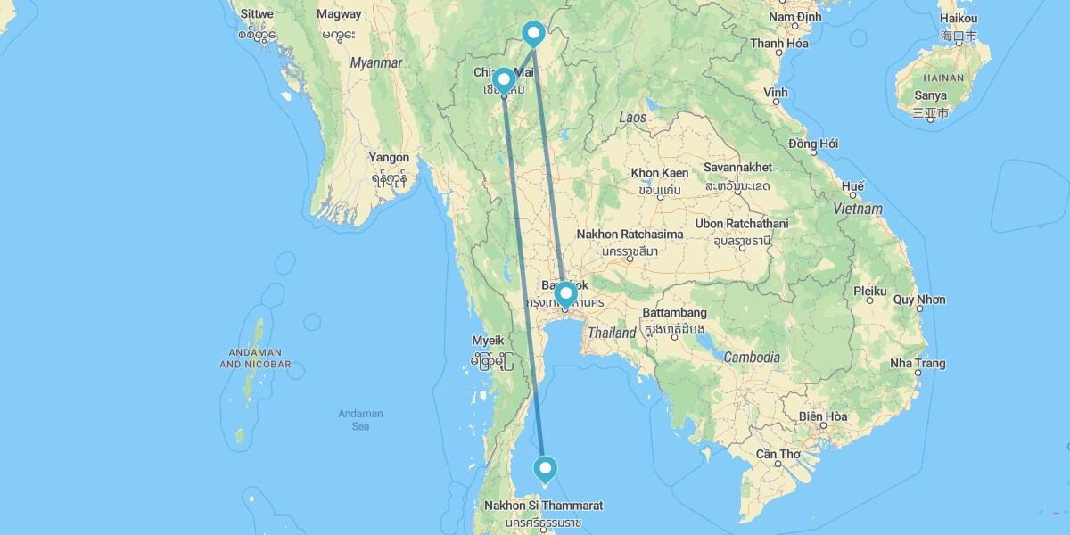 Bangkok, Chiang Rai, Chiang Mai et Koh Samui