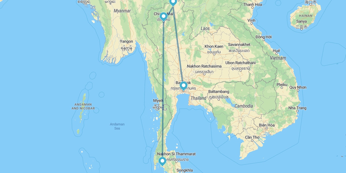 Bangkok, Chiang Rai, Chiang Mai et Krabi