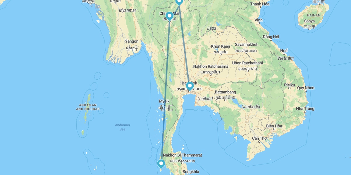 Bangkok, Chiang Rai, Chiang Mai et Phuket