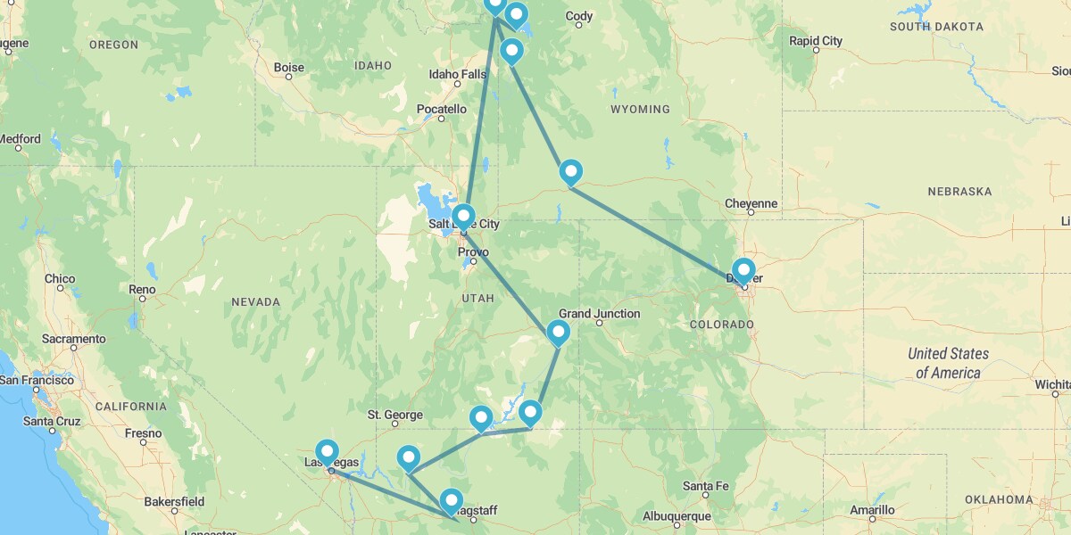 Route dans les Grands Parcs de l'Ouest Américain