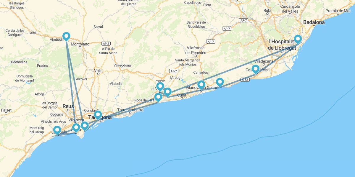 Route de Barcelone aux plages infinies de la Costa Daurada