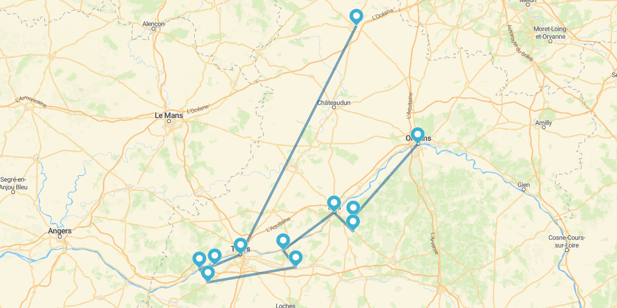 Route dans les Châteaux Royaux du Val de Loire