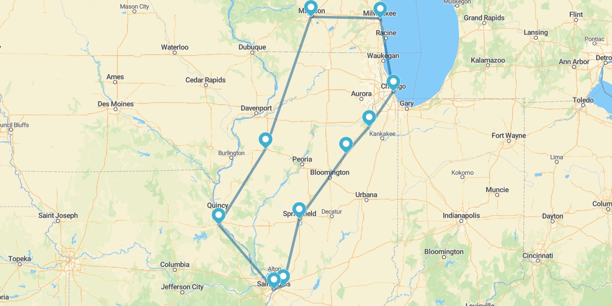 Route par le Midwest