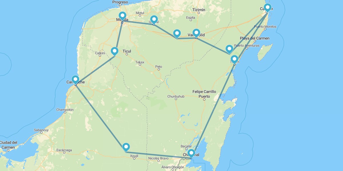 Route par les Mystérieuses Cités Mayas