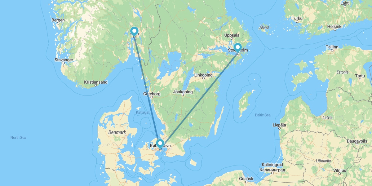 Stockholm, Copenhague et Oslo en avion