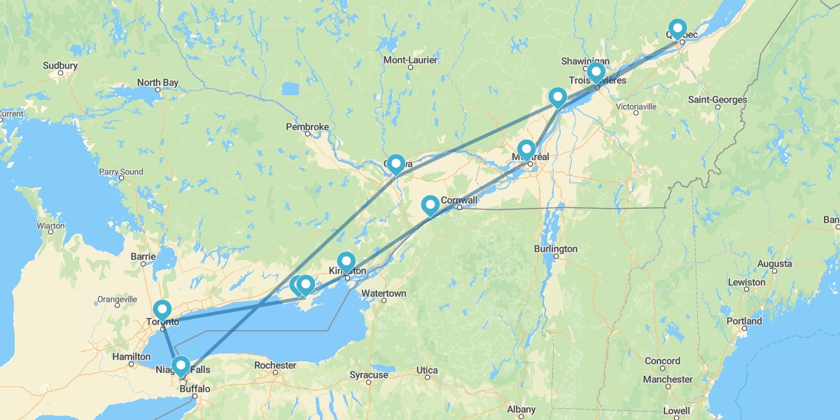 Route par l'Est Canadien avec nuit à Niagara