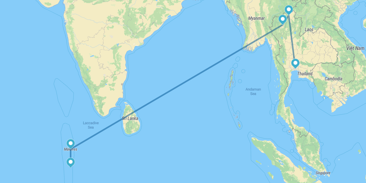 Bangkok, Chiang Rai, Chiang Mai et Maldives