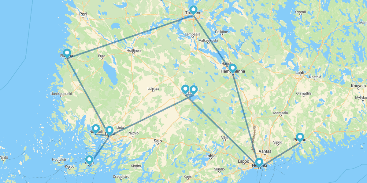 Route dans le Sud-ouest de la Finlande