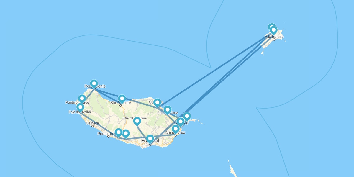 Route à travers la perle de l'Atlantique et Porto Santo