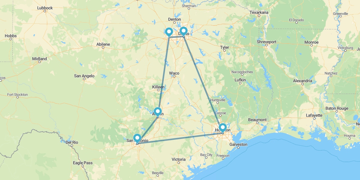 Route dans le Triangle du Texas