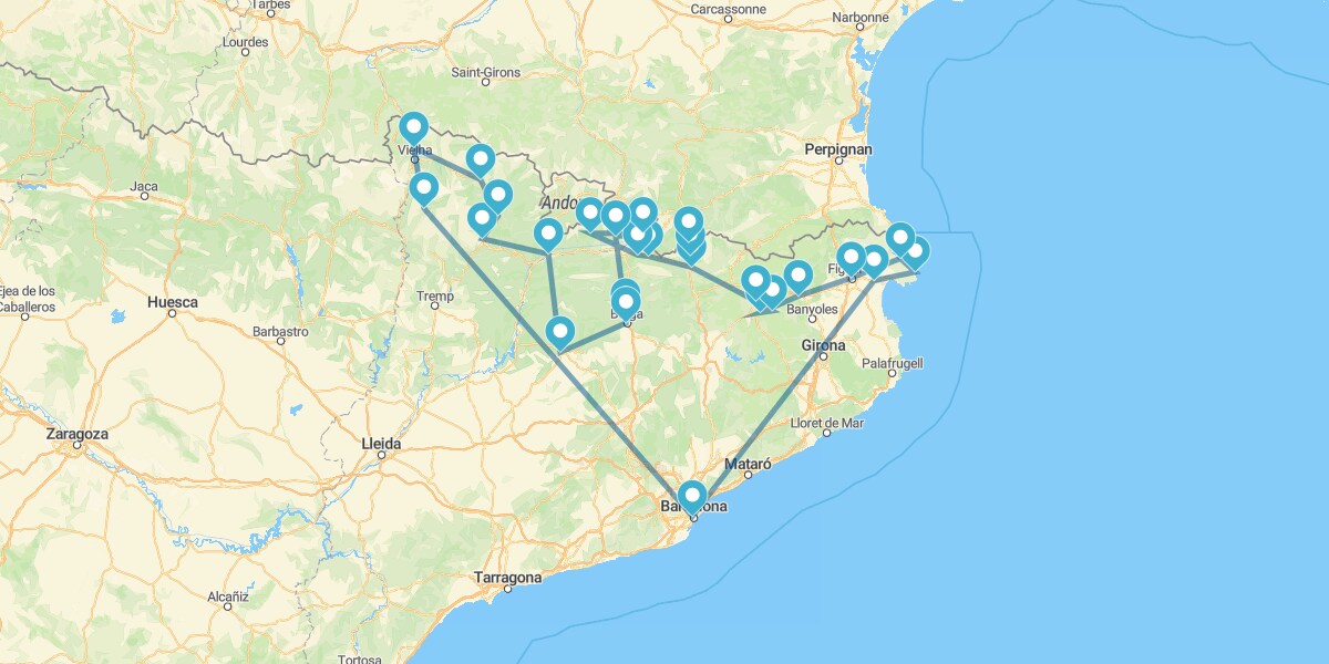 Route à travers les Pyrénées de Catalogne