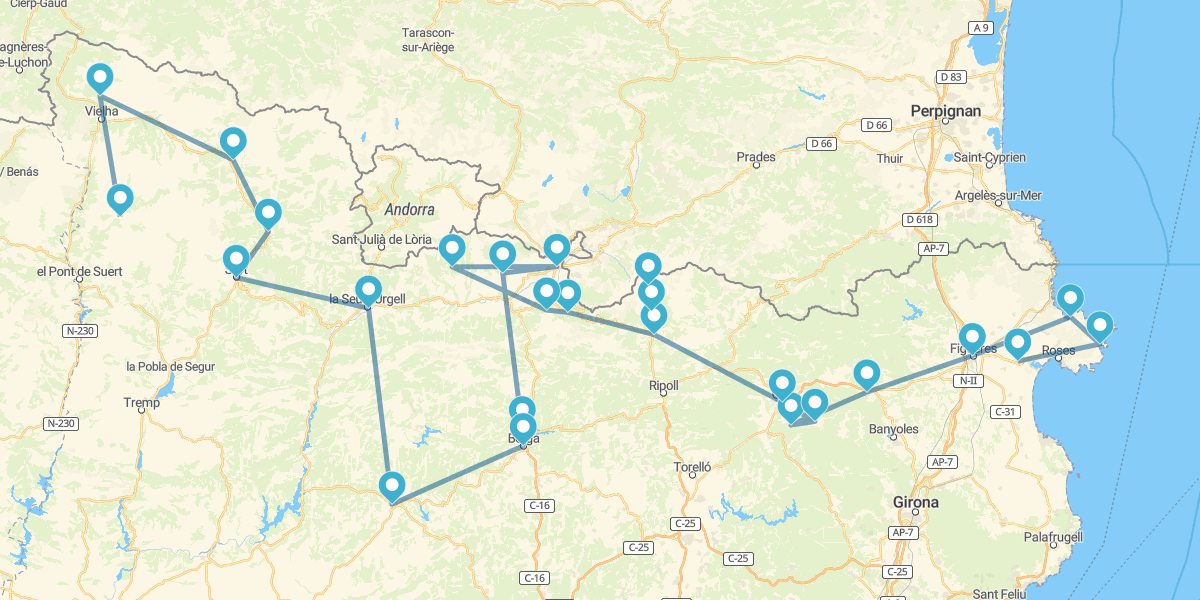 Route à travers les Pyrénées de Catalogne