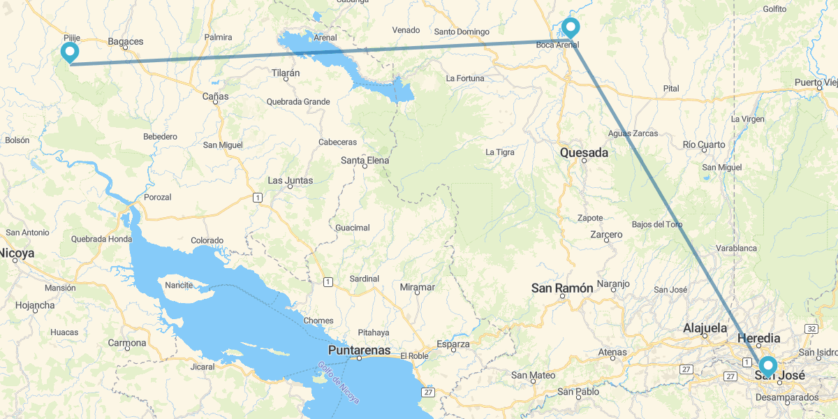 San José, Arenal et Guanacaste
