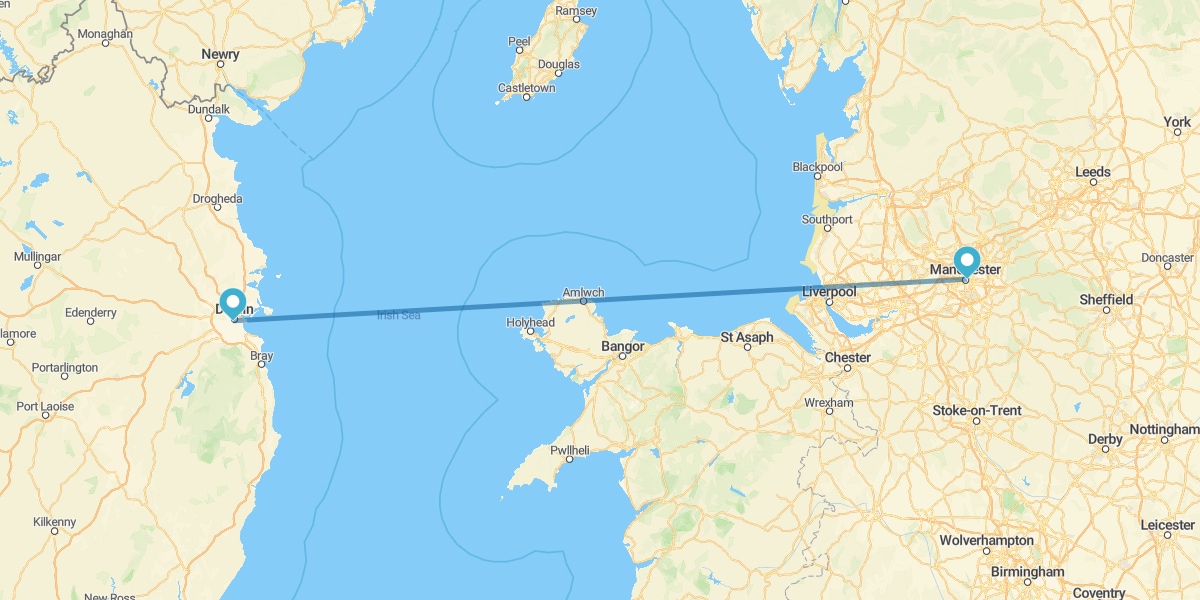 Dublin et Manchester en avion