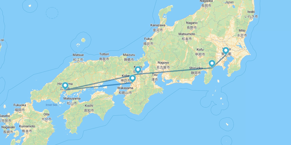 Tokyo, Hakone, Kyoto, Hiroshima et Osaka