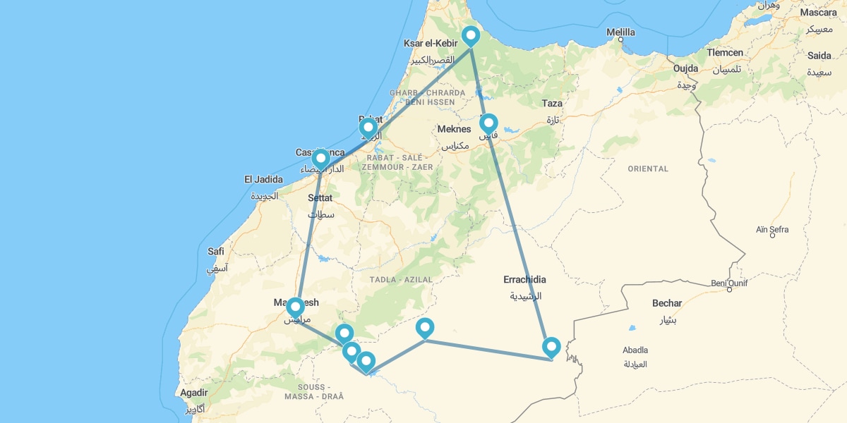 Villes impériales, désert et Chefchaouen en riads