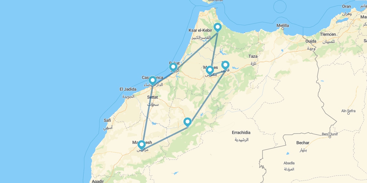 Villes Impériales et Chefchaouen en riads de Casablanca