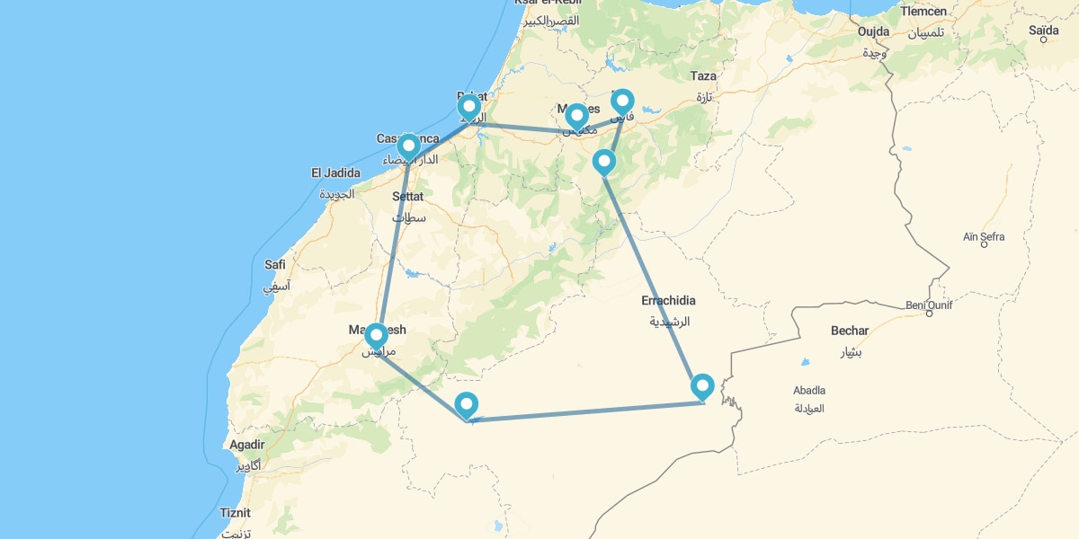 Villes impériales et désert en riads de Casablanca