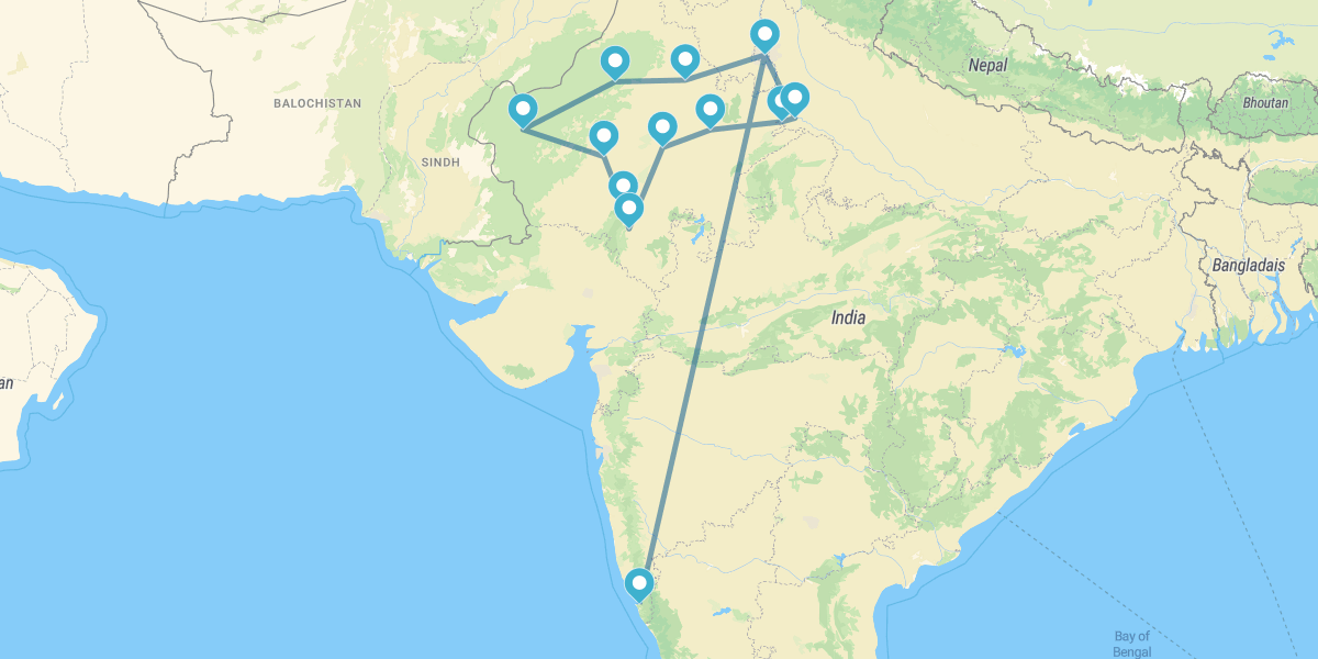 Grand itinéraire du Rajasthan et Goa