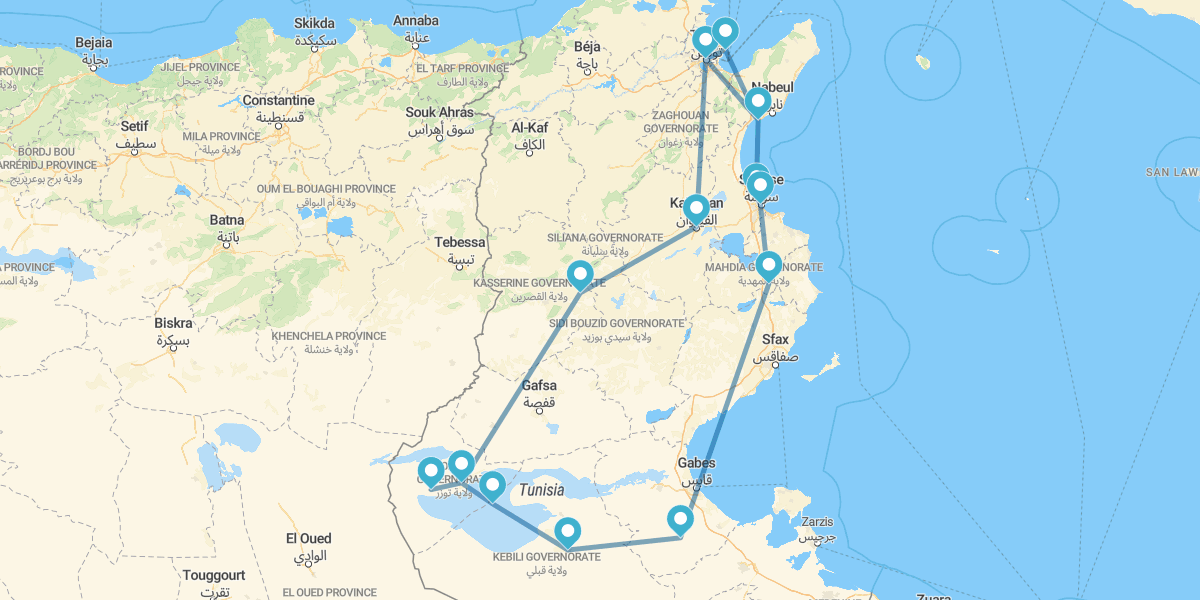 La Tunisie de la Méditerranée au désert