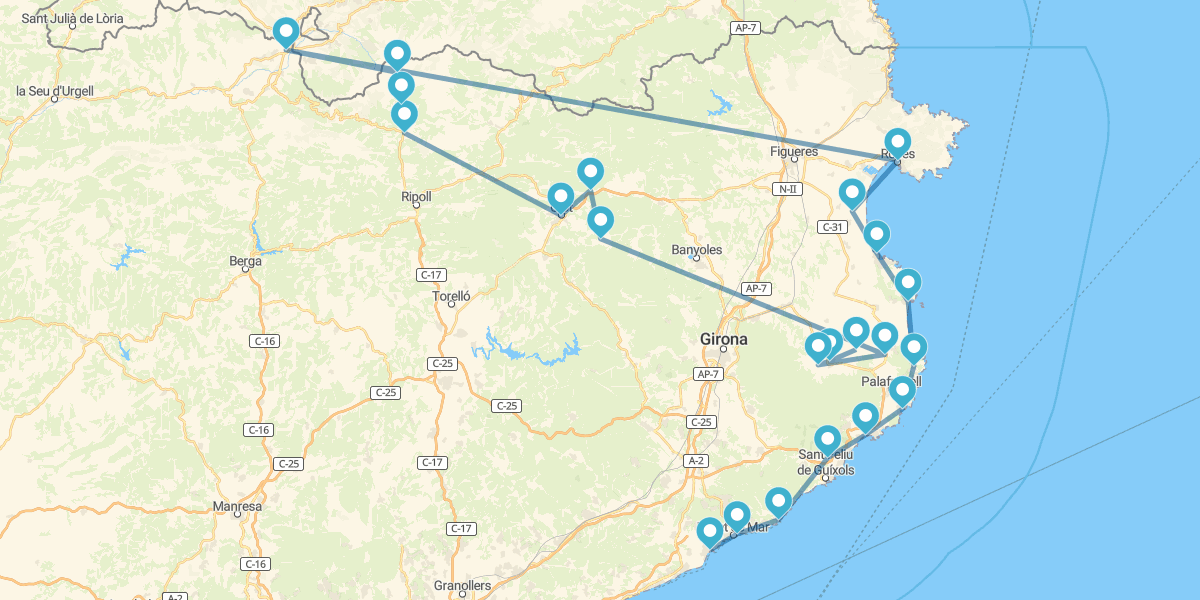 Itinéraire pour découvrir le meilleur de la Costa Brava et des Pyrénées de Gérone